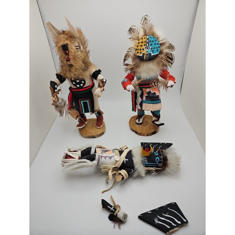 Kachina Doll Lot, Vintage Navajo  Sign Collector Pieces, 3 Authentic Dolls,As Is